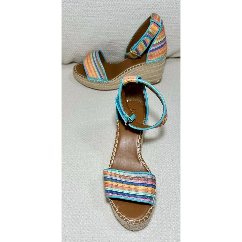 Franco Sarto Espadrille Wedges Clemens Stripe Multi Size: 6.5